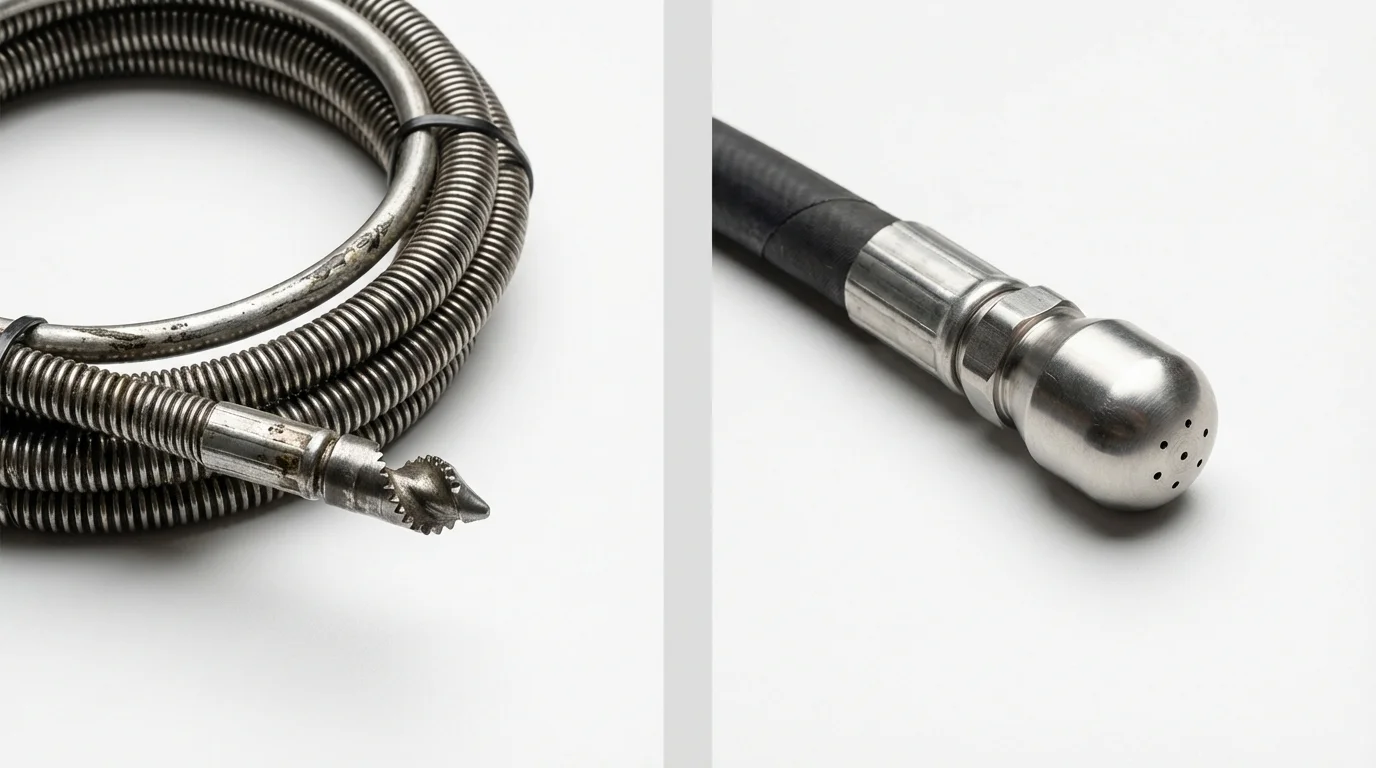 Drain snake cable and hydro jetting nozzle used for drain cleaning in Strasburg, OH
